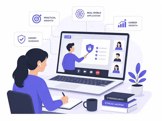 Cybersecurity professionals collaborating in a webinar session